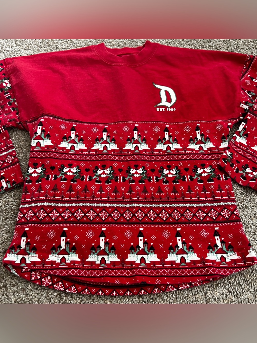 Disneyland Spirit Jersey Kids Red Holiday Sweatshirt with Festive Print Small 5
